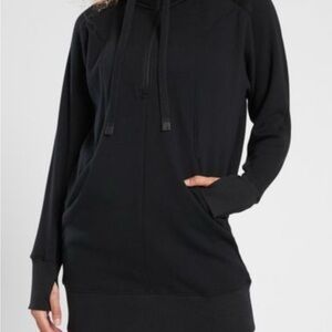Athleta Black Raglan Long Sleeve Hoodie Dress